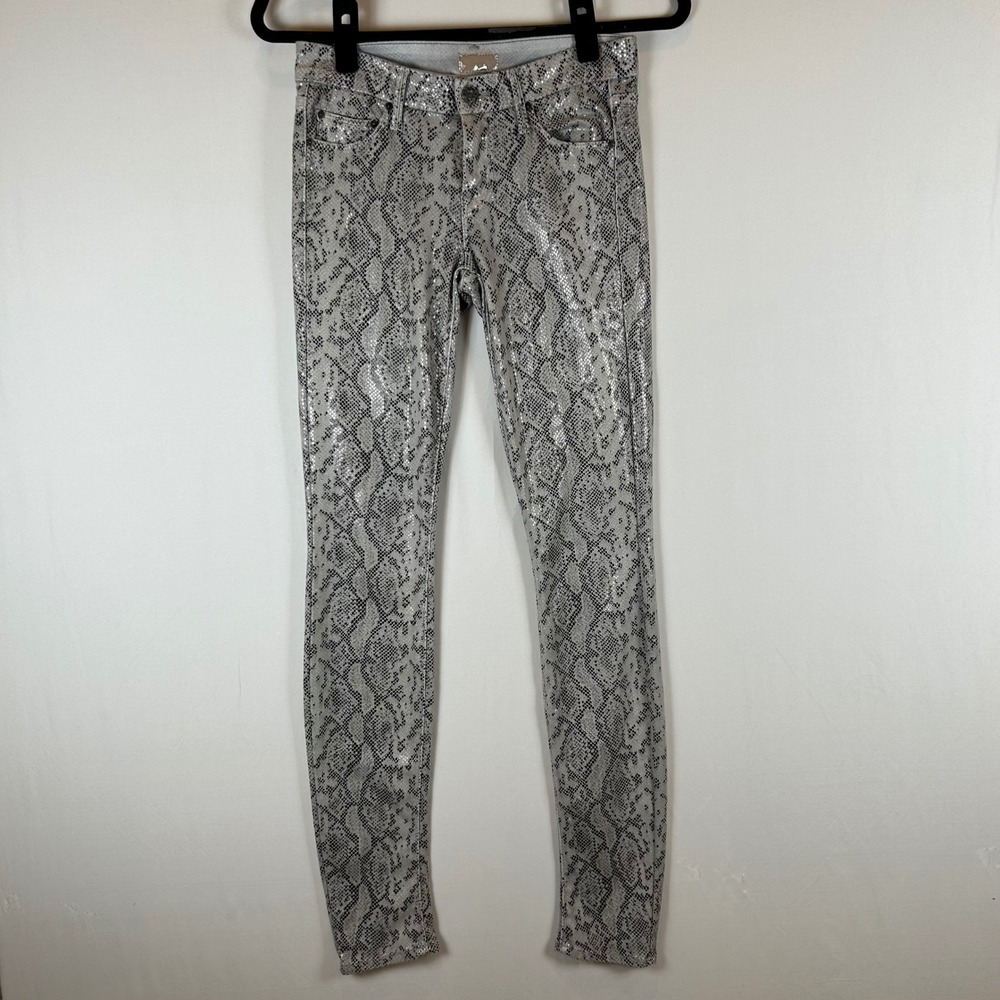 MOTHER The Looker Ankle Skinny Jeans Rattlesnake Animal Print Women's Size 24‎